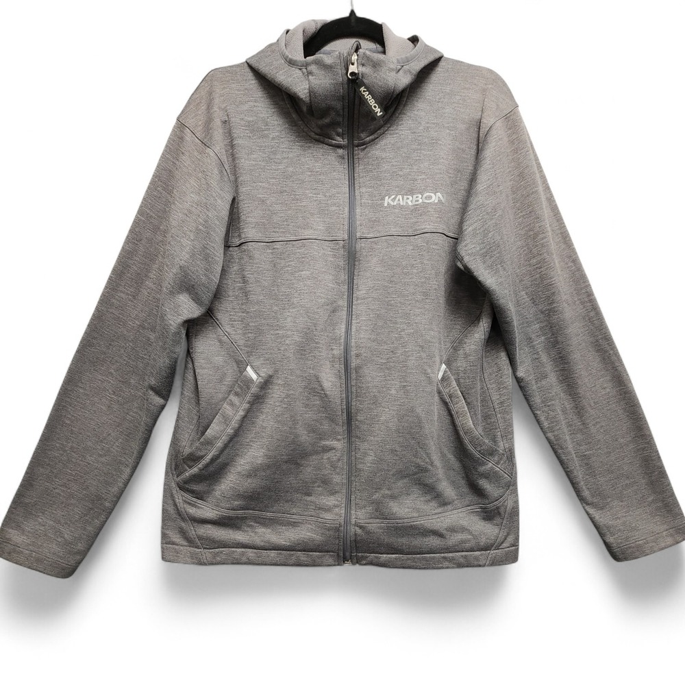Karbon Full Zip Hoodie Mens Large Grey Lightweight Athleisure Sweatshirt Shacket